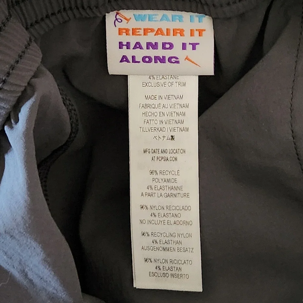 Patagonia Quandary Pants Kids Large 12 Forge Gray Drawstring Ankle Zip Hiking